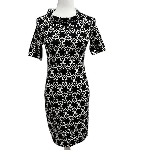 ANN TAYLOR Petite Mod Flower Sweater Dress Mock Neck Short Sleeve XSP - Picture 1 of 9